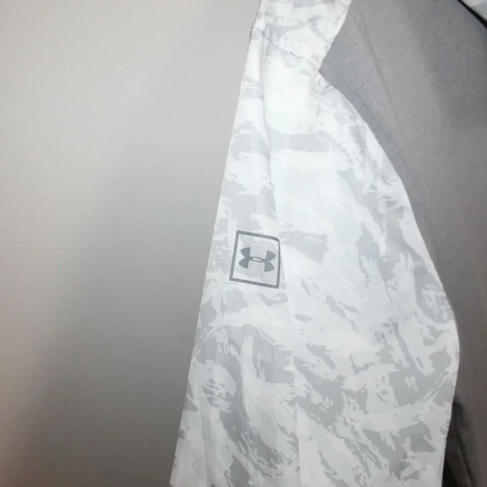 Under Armour Sportstyle Wind Anorak White Gray Hooded Pullover Large H11990 - Picture 7 of 11